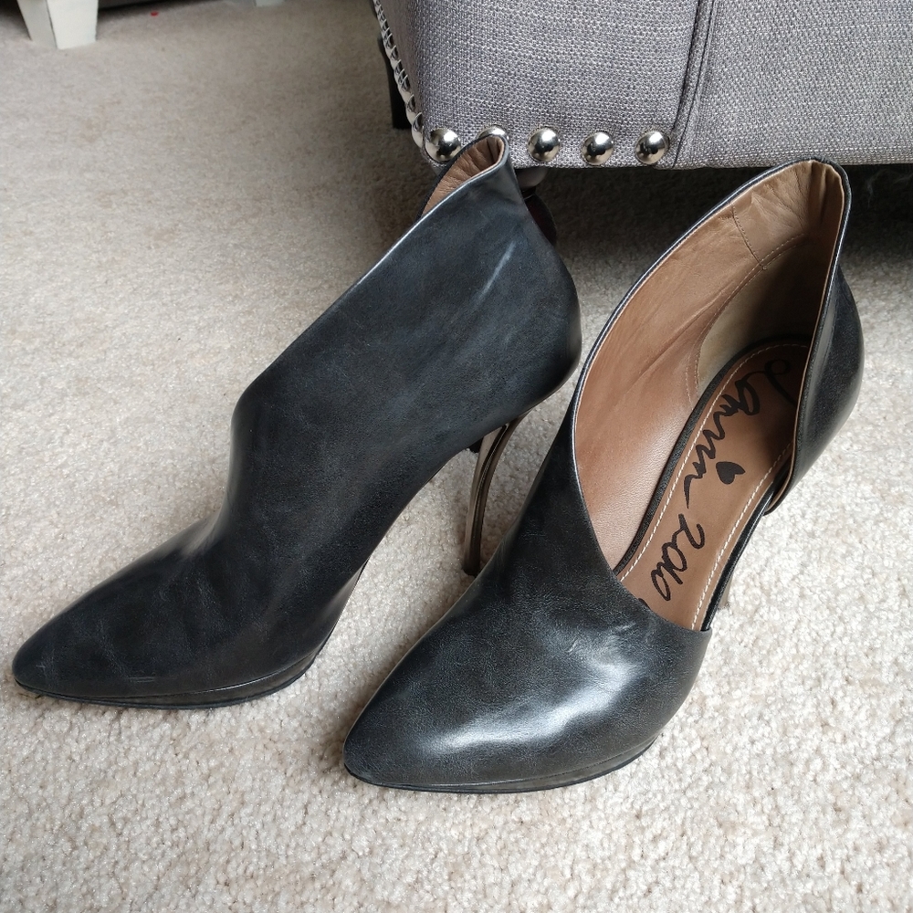 Lanvin D'Orsay booties with stainless heel